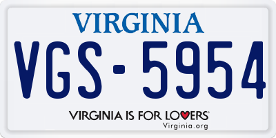 VA license plate VGS5954