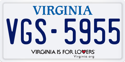 VA license plate VGS5955