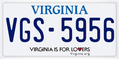 VA license plate VGS5956