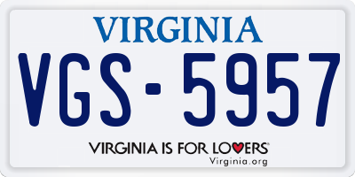 VA license plate VGS5957