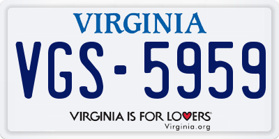 VA license plate VGS5959