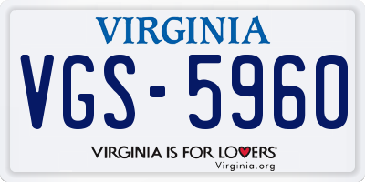 VA license plate VGS5960