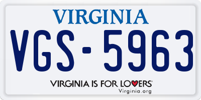 VA license plate VGS5963