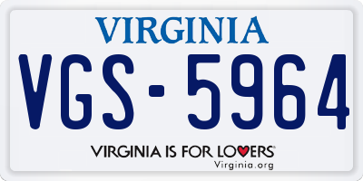 VA license plate VGS5964