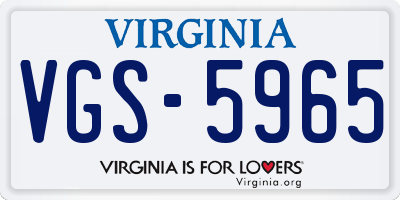 VA license plate VGS5965