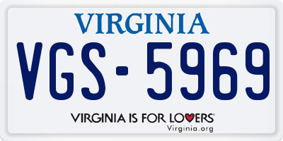 VA license plate VGS5969