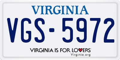 VA license plate VGS5972