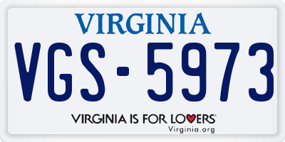 VA license plate VGS5973