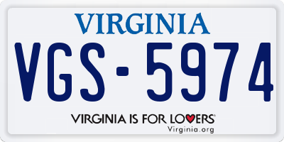 VA license plate VGS5974