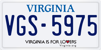 VA license plate VGS5975