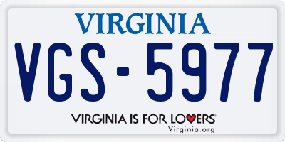 VA license plate VGS5977