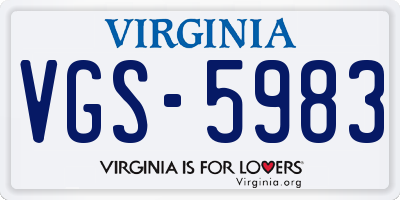 VA license plate VGS5983