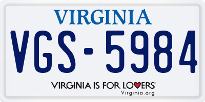 VA license plate VGS5984