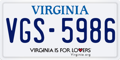 VA license plate VGS5986