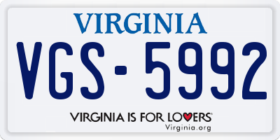 VA license plate VGS5992