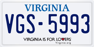 VA license plate VGS5993