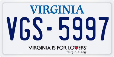 VA license plate VGS5997