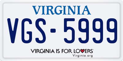VA license plate VGS5999