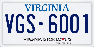 VA license plate VGS6001