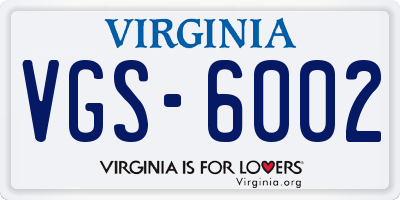 VA license plate VGS6002