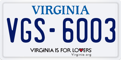 VA license plate VGS6003