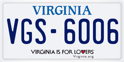 VA license plate VGS6006