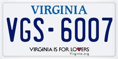VA license plate VGS6007
