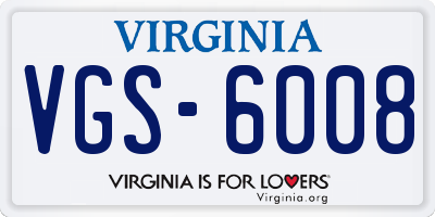 VA license plate VGS6008
