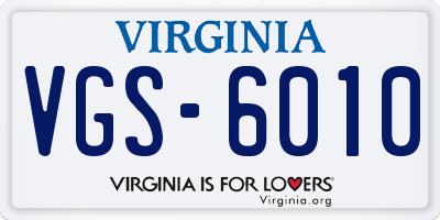 VA license plate VGS6010