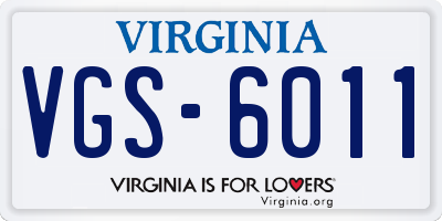 VA license plate VGS6011