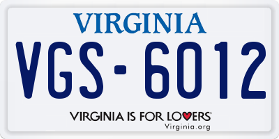 VA license plate VGS6012