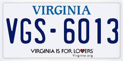 VA license plate VGS6013