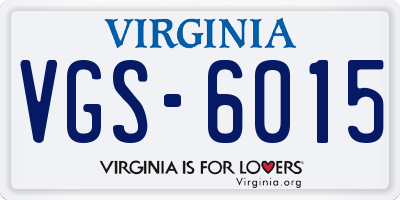 VA license plate VGS6015