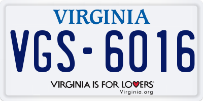 VA license plate VGS6016