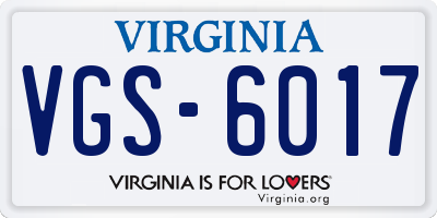 VA license plate VGS6017