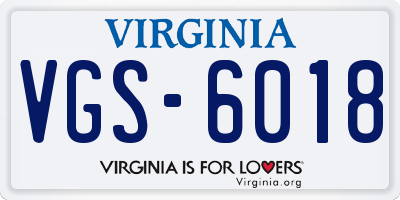 VA license plate VGS6018