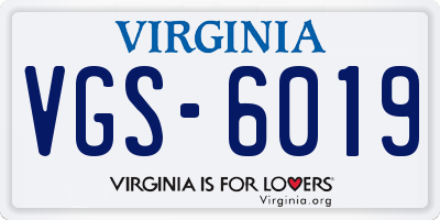 VA license plate VGS6019