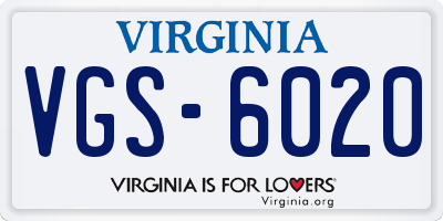 VA license plate VGS6020