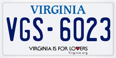 VA license plate VGS6023