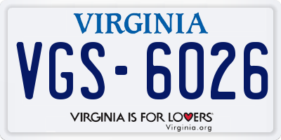 VA license plate VGS6026