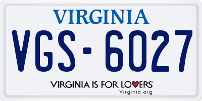 VA license plate VGS6027