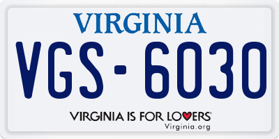 VA license plate VGS6030