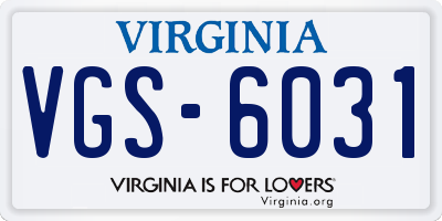 VA license plate VGS6031