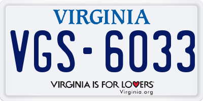 VA license plate VGS6033
