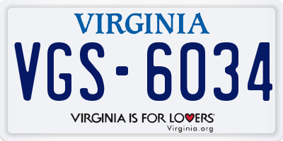 VA license plate VGS6034