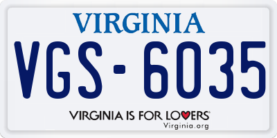 VA license plate VGS6035