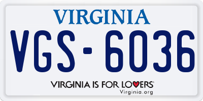 VA license plate VGS6036