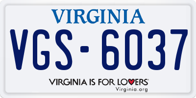 VA license plate VGS6037