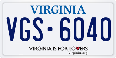 VA license plate VGS6040