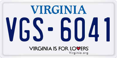 VA license plate VGS6041